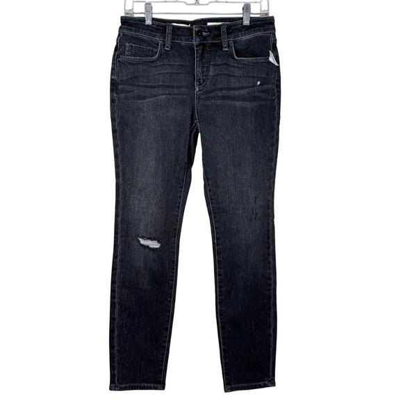 Pilcro and The Letterpress Black Distressed Mid Rise Skinny Ankle Jeans 28 NWT - Picture 1 of 16